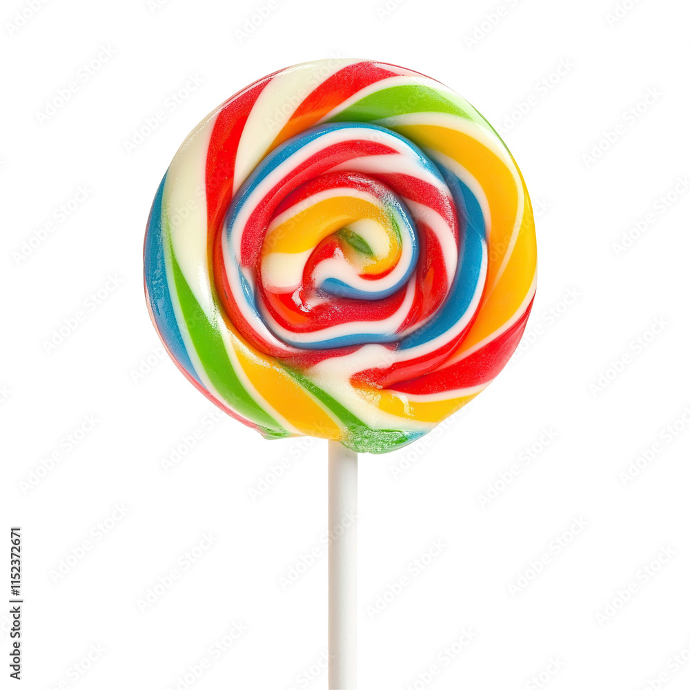 Large colorful lollipop with swirl design on a stick, isolated on transparent cutout background
Large colorful lollipop with swirl design on a stick, isolated on transparent cutout background