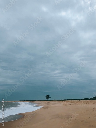 Melancholic empyty beach