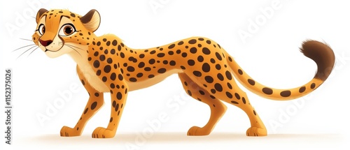 Cartoon illustration of a cheetah with brown spots on a tan body photo