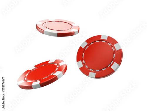 Isolated Three Red Casino Chips