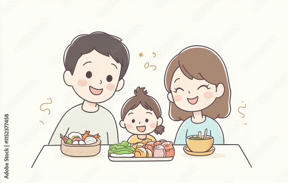Happy family enjoying a meal together at the dining table Happy family enjoying a meal together at the dining table