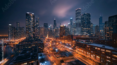 Wallpaper Mural City skyline illuminated at night showcasing modern architecture and vibrant urban life Torontodigital.ca