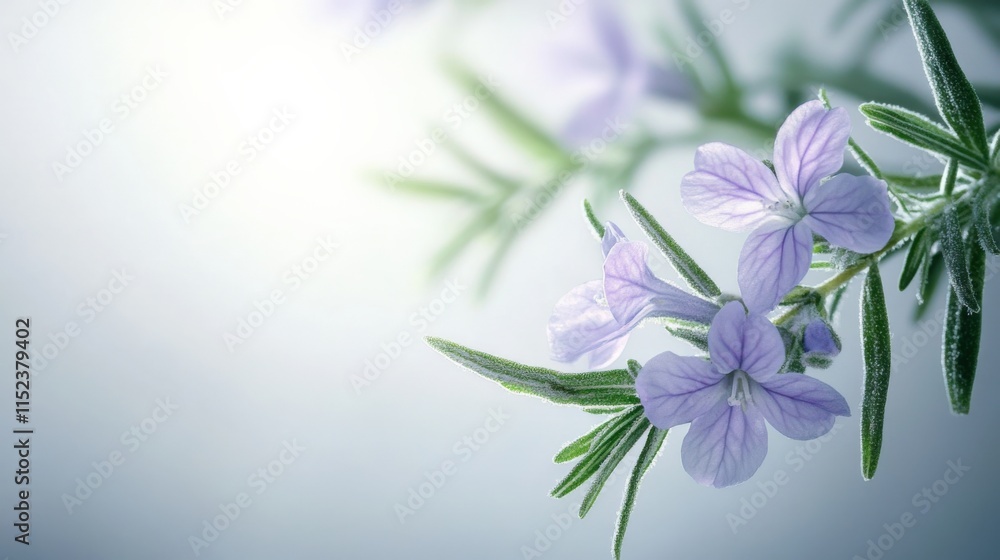 Fototapeta premium close up of light purple flowers with green stems and a blurred light background