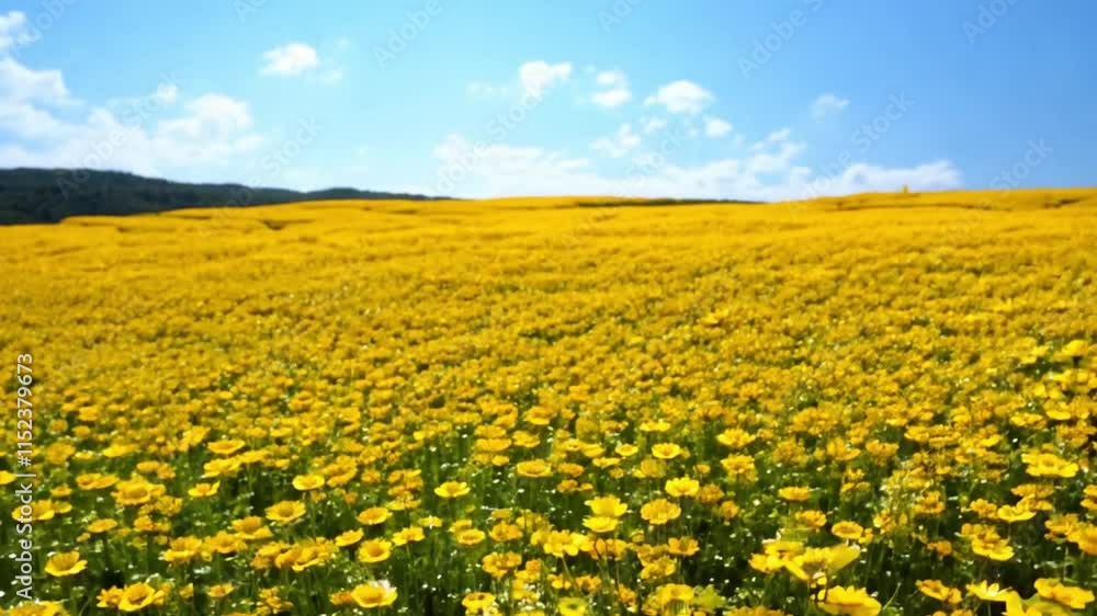 Beautiful colorful yellow flowers bloom in spring. Spring flower field. Beautiful colorful yellow flowers bloom in spring. Spring flower field.