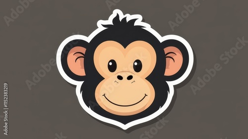 illustration sticker head of cartoon monkey on plain background photo