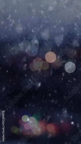 Schneefall. Nachtstadt, fallender Schnee, Bokeh 9х16. photo