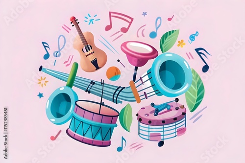 Colorful Musical Instruments Creative Design Fun Illustrations for Kids