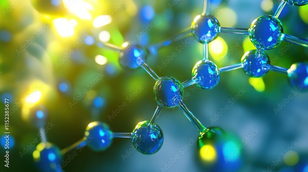 Abstract molecular structure with glowing spheres and bonds. Abstract molecular structure with glowing spheres and bonds.