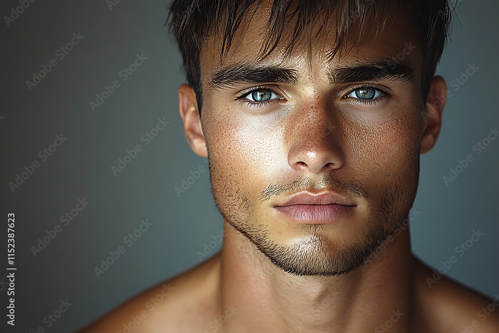 Obraz premium A young man with blue eyes and tanned skin