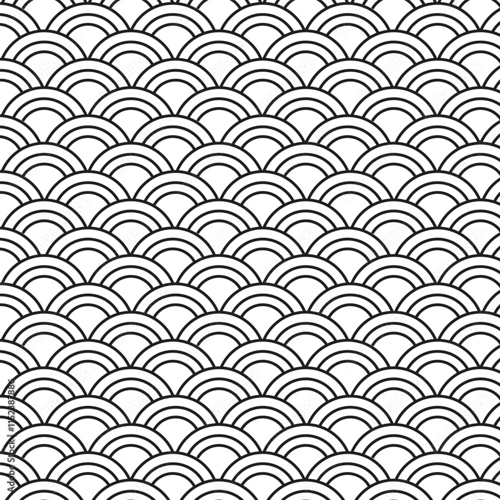 Line art Chinese pattern. Black and white geometric outline pattern Line art Chinese pattern. Black and white geometric outline pattern
