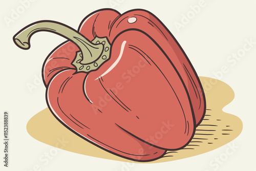 Bell Pepper – A smooth, curvy outline with a stem vector silhouette on a white background