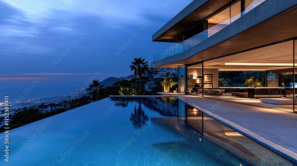 Obraz premium A large pool with a beautiful view of the ocean