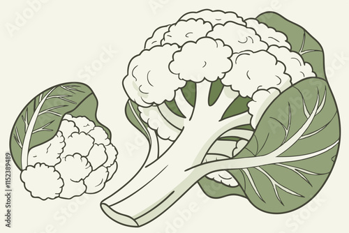 Fresh Cauliflower vector silhouette on a white background