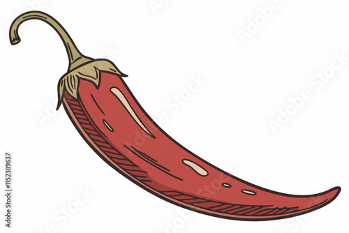 Chili Pepper vector Silhouette: Slender, Curved, and Pointed Shape on White Background