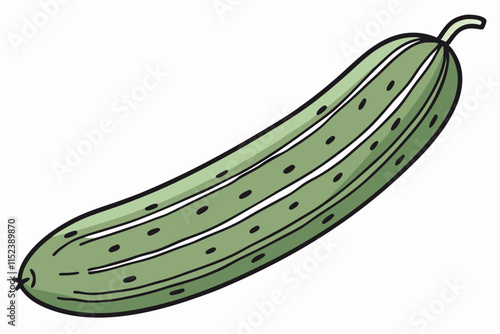 Cucumber vector Silhouette: Long, Slender, and Slightly Curved Shape on White Background