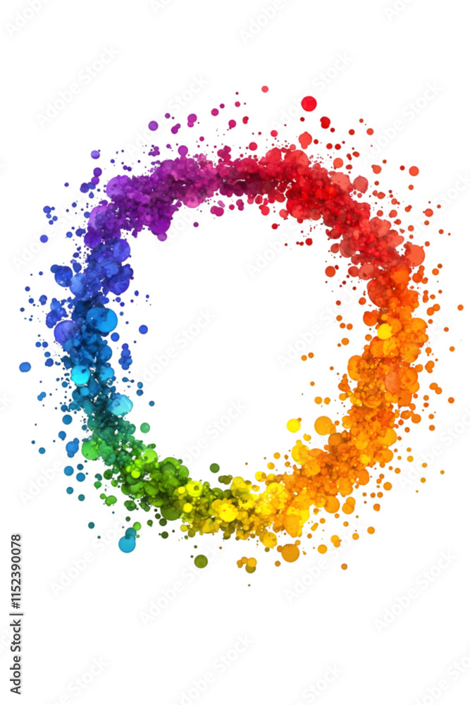 Colorful circle made of vibrant splashes and dots in a wide spectrum of hues, creating an artistic and energetic design suitable for various creative projects Colorful circle made of vibrant splashes and dots in a wide spectrum of hues, creating an artistic and energetic design suitable for various creative projects