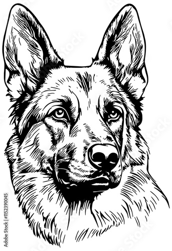 Portrait of a German Shepherd Dog, isolated 