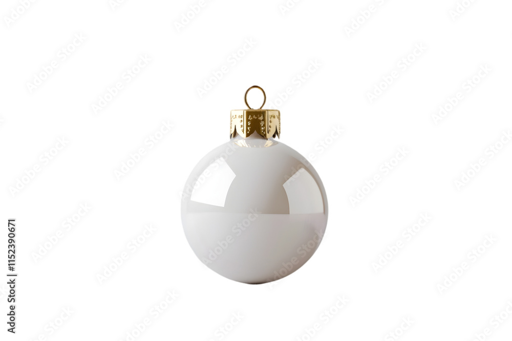 Elegant white ornament with shiny finish and gold cap perfect for festive decorations during the holiday season and Christmas celebrations adding a touch of sophistication to any setting Elegant white ornament with shiny finish and gold cap perfect for festive decorations during the holiday season and Christmas celebrations adding a touch of sophistication to any setting