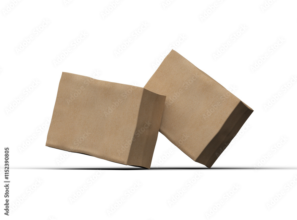 Rendered image of rectangular cardboard box with dents on a transparent background Rendered image of rectangular cardboard box with dents on a transparent background