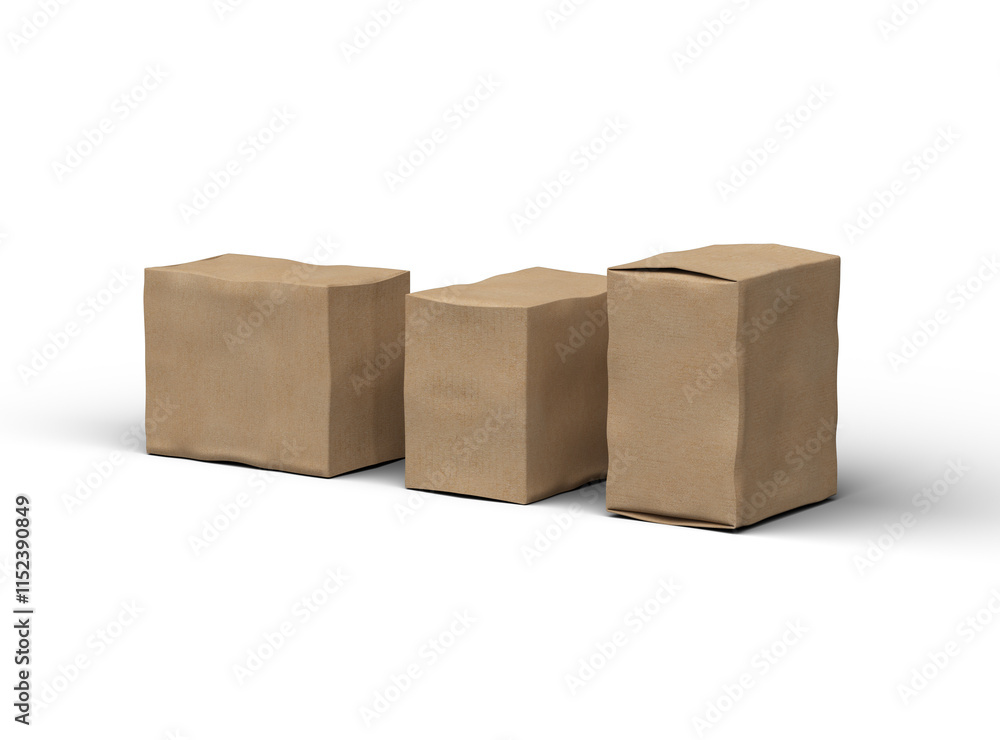 Rendered image of rectangular cardboard box with dents on a transparent background Rendered image of rectangular cardboard box with dents on a transparent background