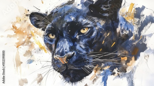 Black panther watercolor painting.