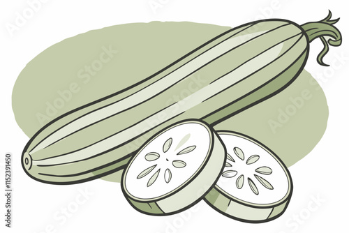 Zucchini vector Silhouette: Robust Shape Similar to Cucumber on White Background