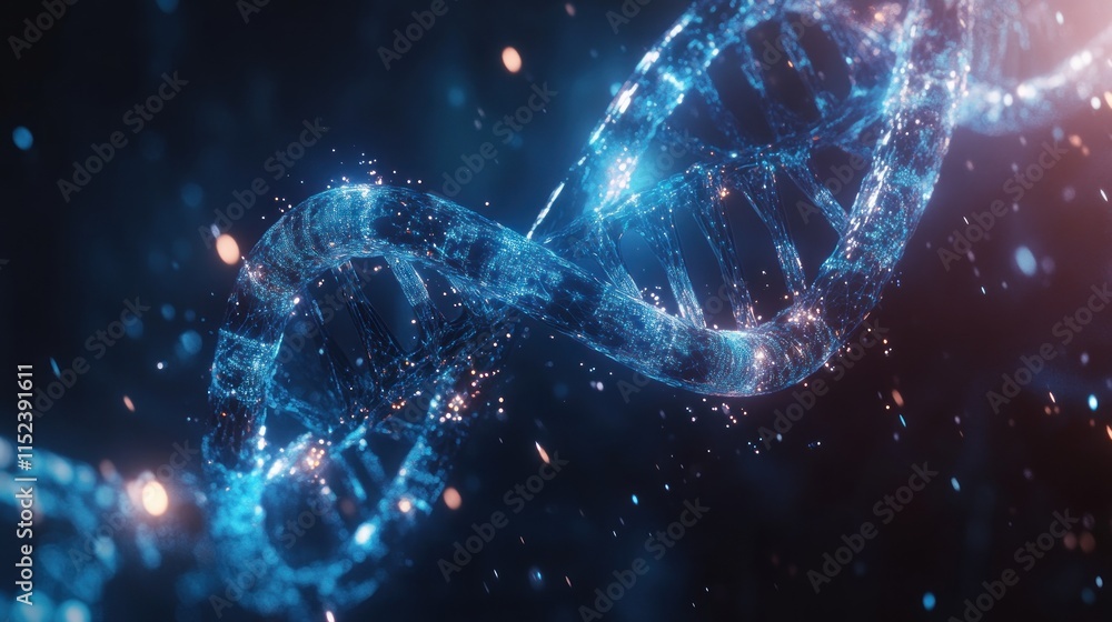 Glowing blue DNA helix structure abstract background. Glowing blue DNA helix structure abstract background.