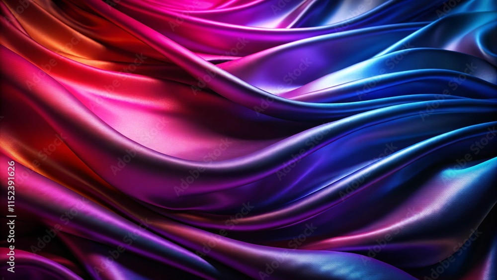 Fototapeta premium Black dark deep rich blue purple red burgundy plum wine maroon magenta abstract luxury background. Silk satin velvet fabric. Color gradient ombre. Curtain drapery fold wave line. Glitter shimmer shine