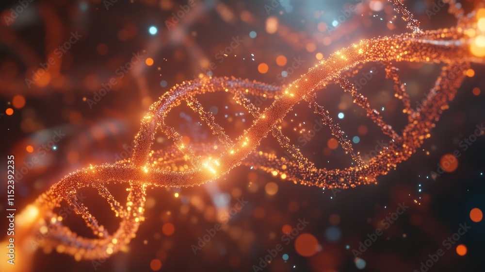 Glowing DNA double helix strand. Glowing DNA double helix strand.
