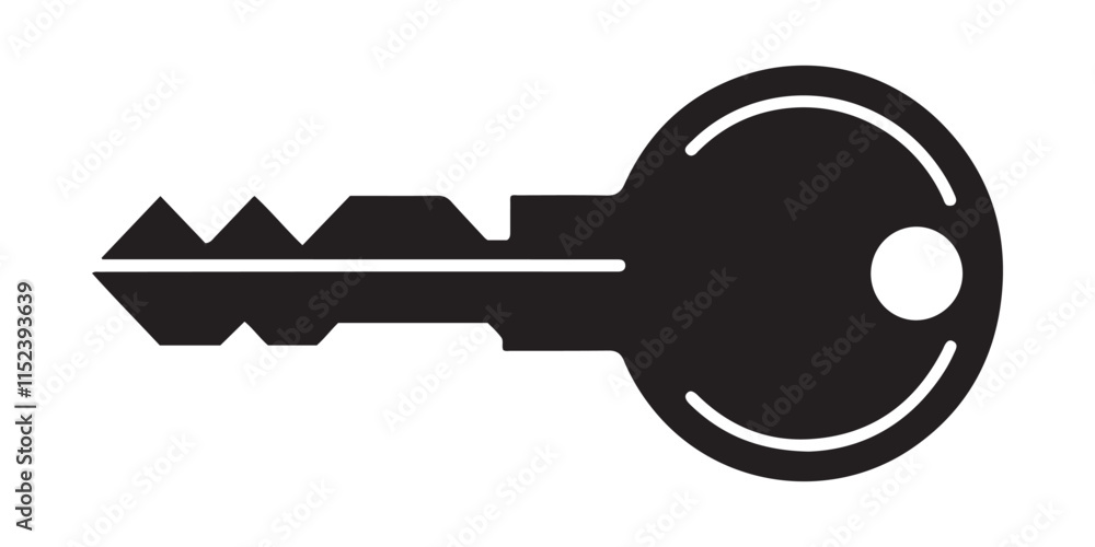 A simple, elegant silhouette of an ornate key, perfect for representing security, unlocking, or morden key themes. A simple, elegant silhouette of an ornate key, perfect for representing security, unlocking, or morden key themes.