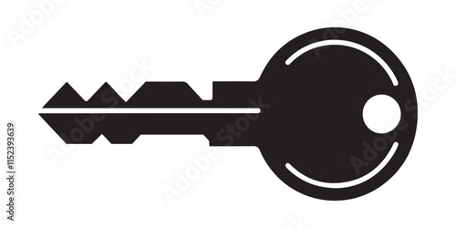 A simple, elegant silhouette of an ornate key, perfect for representing security, unlocking, or morden key themes.