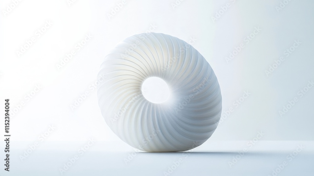 Obraz premium a white donut shaped object with a ribbed texture