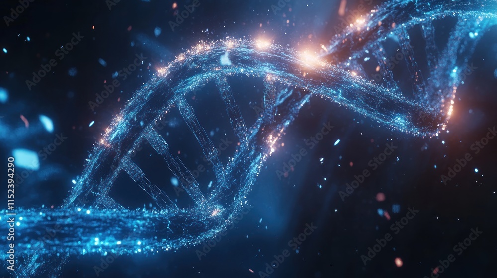 Fototapeta premium Glowing DNA double helix structure.