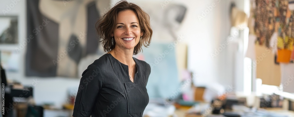 Fototapeta premium Designer woman smiling in her office