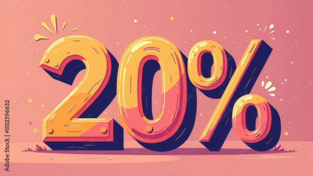 Illustration of 20 percent discount on a plain background. Illustration of 20 percent discount on a plain background.