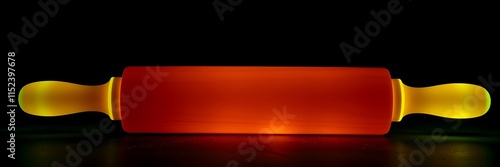Glowing rolling pin showcasing bioluminescent colors against dark background