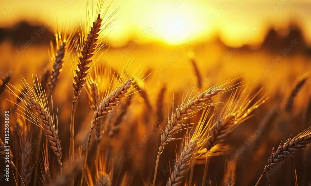 Golden Wheat Field at Sunset: A Harvest Symphony of Nature's Bounty Golden Wheat Field at Sunset: A Harvest Symphony of Nature's Bounty