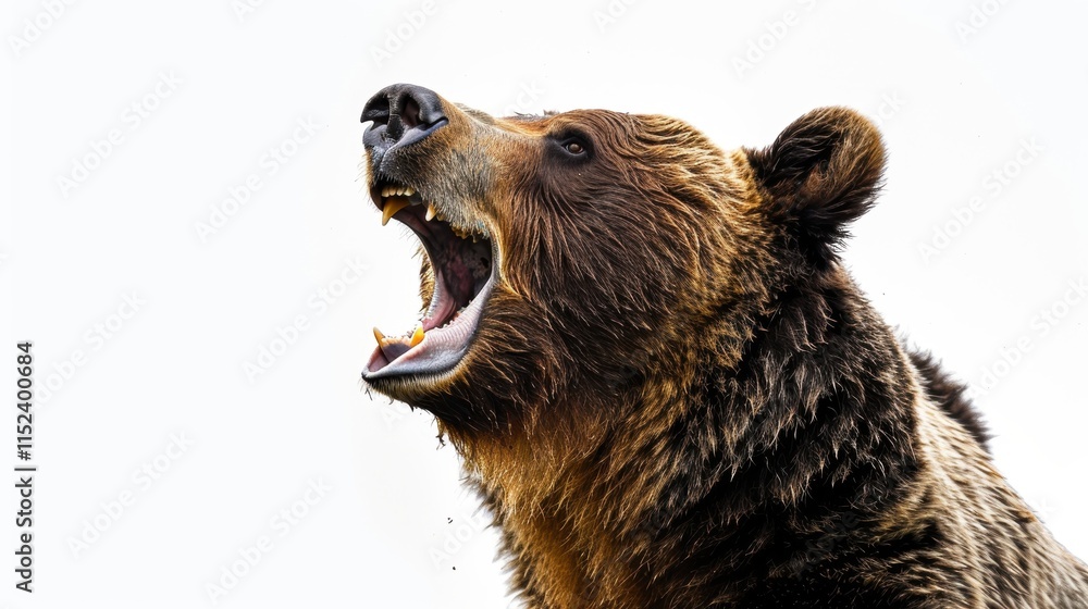 Obraz premium Roaring Brown Bear Displaying Sharp Teeth