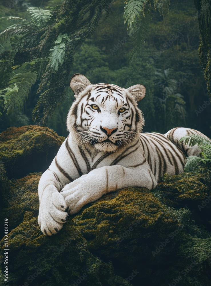 Obraz premium White Tiger in Jungle