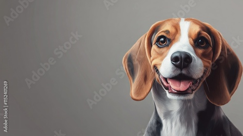 Happy beagle dog portrait, smiling face, close-up. photo