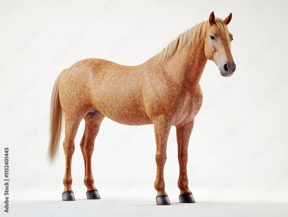 Fototapeta premium a tan horse stands against a white background
