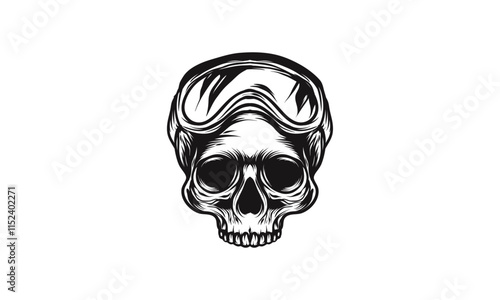 skull head logo with glasses on head