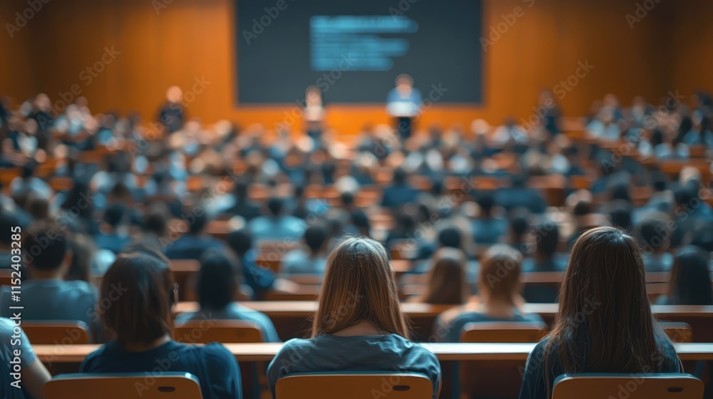 Naklejka premium Audience attending a presentation in a lecture hall