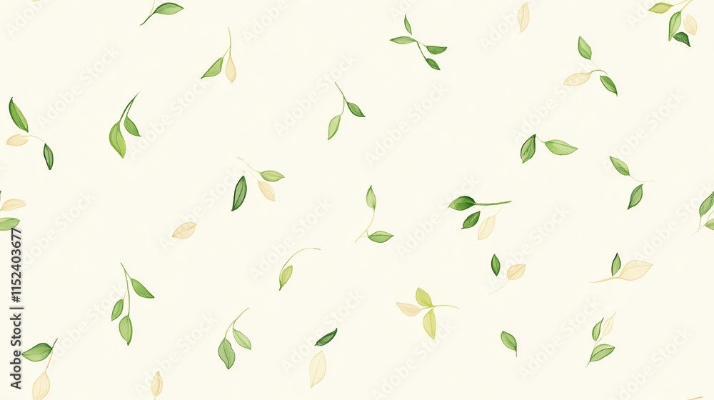 Seamless Pattern of Green and Beige Leaves on a White Background Seamless Pattern of Green and Beige Leaves on a White Background