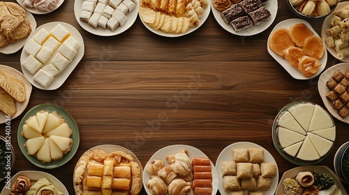 Delicious Hari Raya Desserts Spread Across Table photo