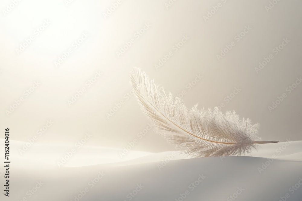 a single feather lying on a soft surface a single feather lying on a soft surface