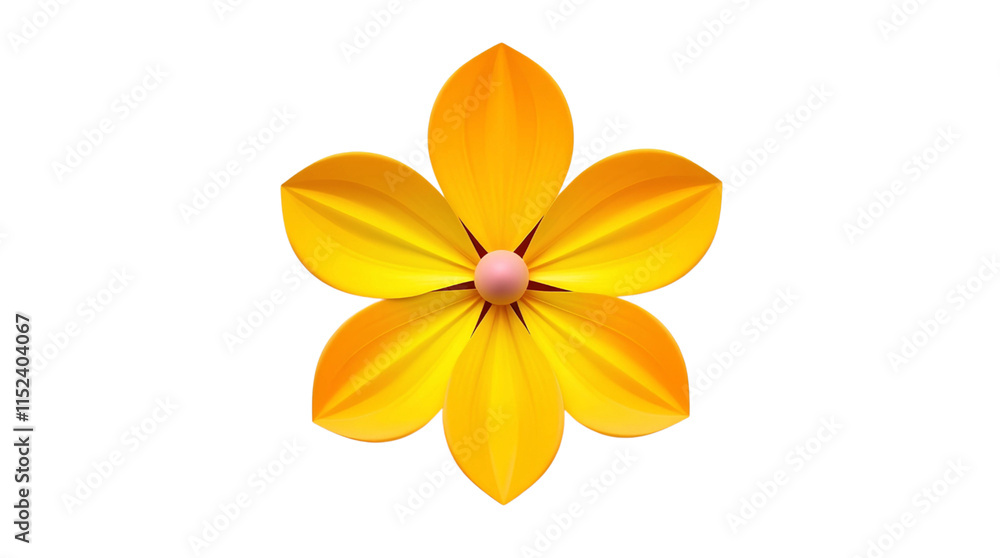 Obraz premium bright yellow five-petal flower with natural curves and realistic shading botanical png isolated