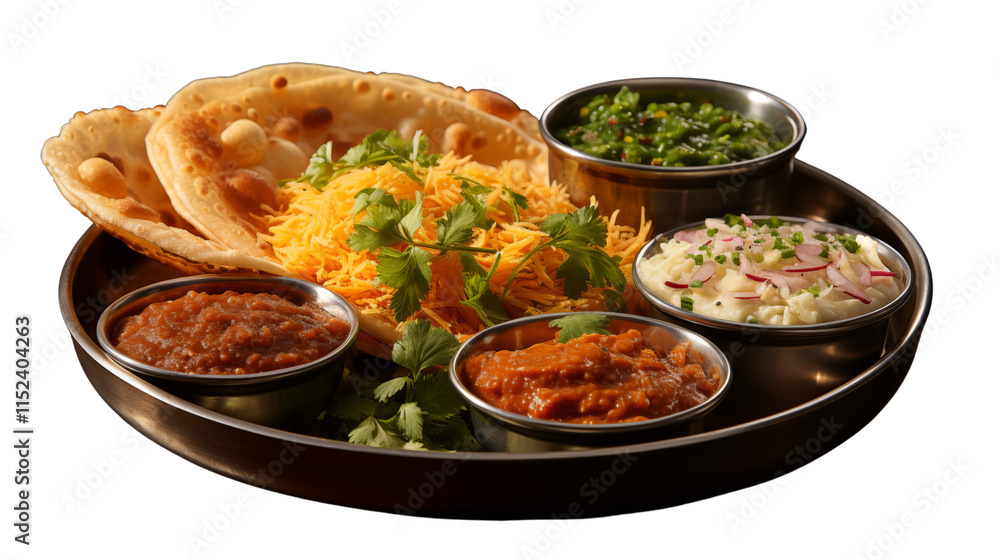 Spicy chole served with golden fried bhature bread, a hearty and flavorful Indian delicacy, studio view, isolated on transparent background. Spicy chole served with golden fried bhature bread, a hearty and flavorful Indian delicacy, studio view, isolated on transparent background.