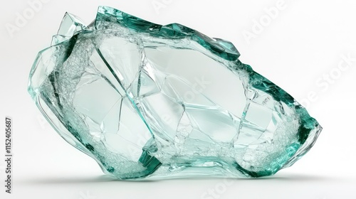 Wallpaper Mural Close-up of a broken piece of sea-glass, showing its texture and translucent teal color against a white background. Torontodigital.ca