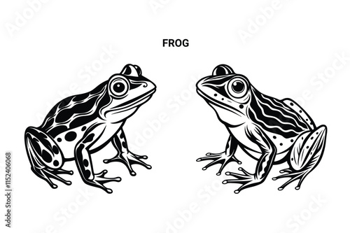 Editable Silhouette Frog Isolated Vector Illustration